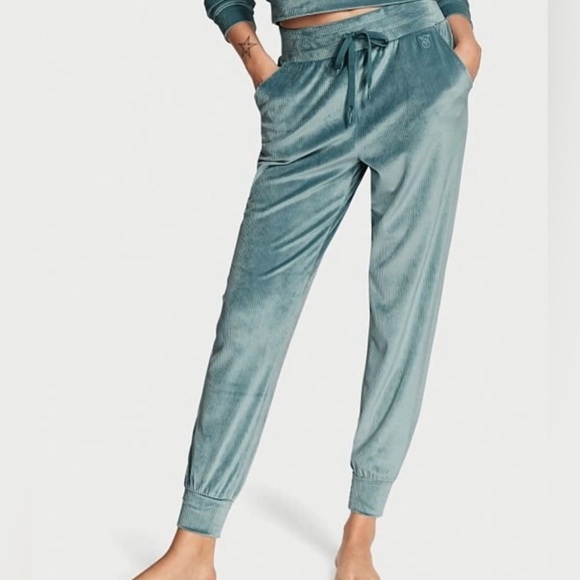 Victoria's Secret Pants - Victoria’s Secret ON POINT Women’s Joggers Velvet Teal Size L